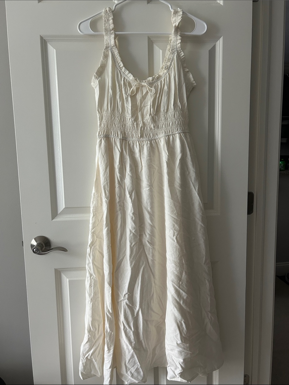 Blu Pepper Ivory & Cream Ruffle Strap Midi Dress Cottagecore L